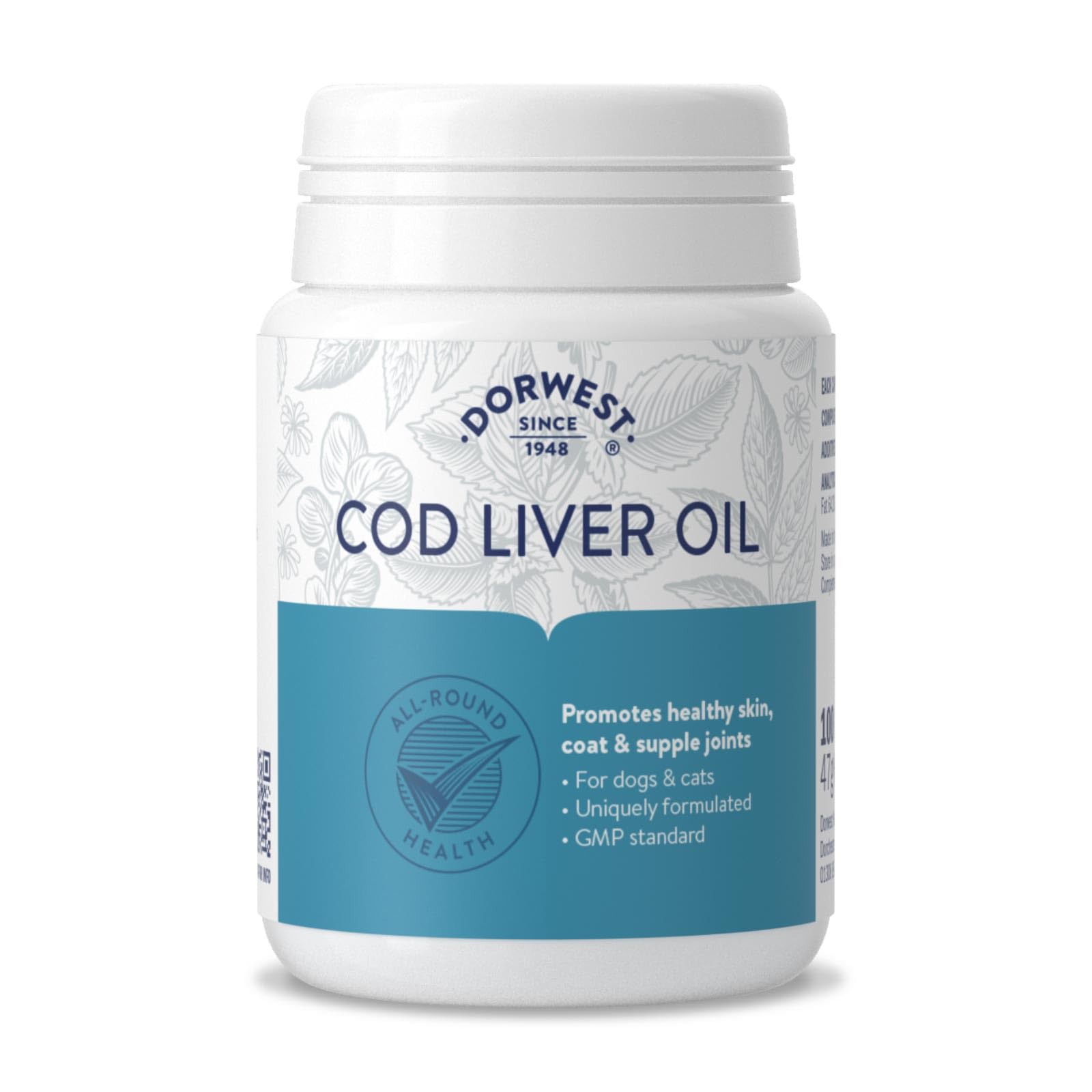 DORWEST HERBS Cod Liver Oil Capsules for Dogs and Cats | 100 Count | Supports Joints, Heart & Skin
