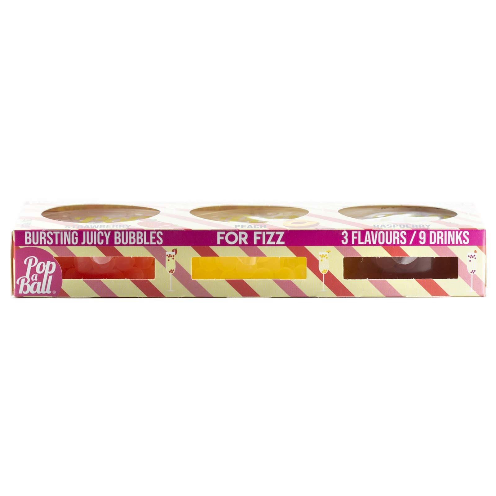 Popaball Bursting Bubbles for Prosecco, Gin & Mocktails - 3 x 60g (Strawberry, Raspberry, Peach) 12