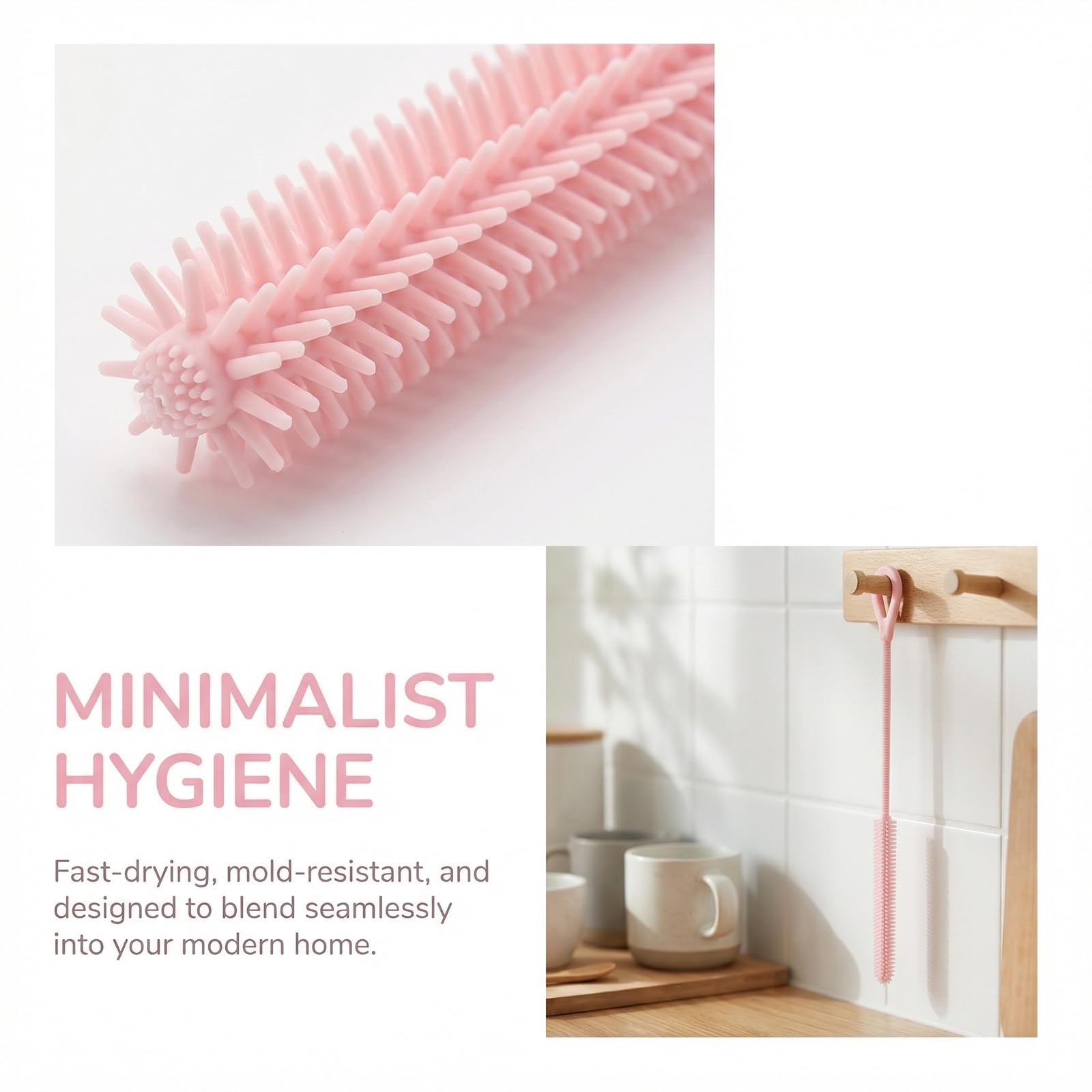 Admygo Silicone Straw Cleaner Brush Set - 2PCS with 6mm & 9mm Heads | 250mm Long 5