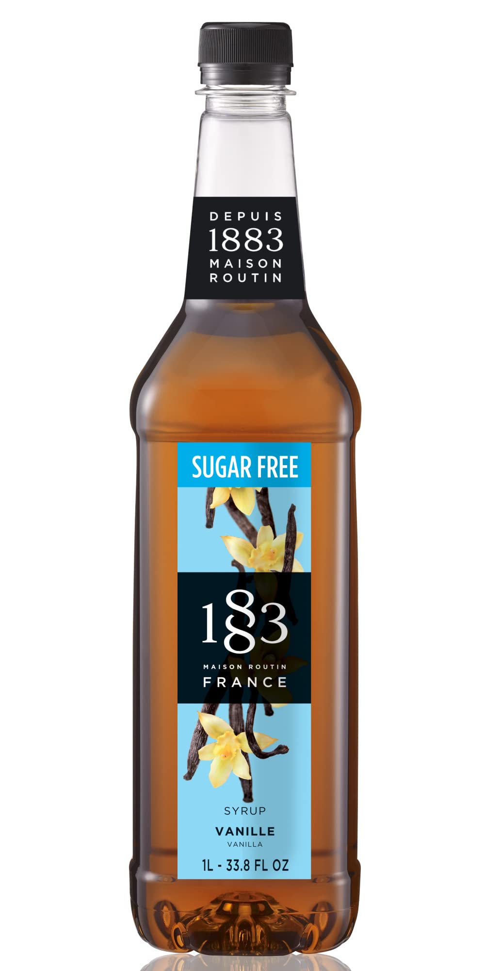 1883 MAISON ROUTIN Premium Sugar-Free Vanilla Syrup - Zero Calorie Coffee Syrup for Cocktails & Mocktails | 1L PET Bottle