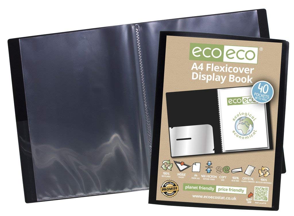 eco-eco A4 40 Pocket Flexible Cover Portfolio Book Folder | 100% Recycled Material