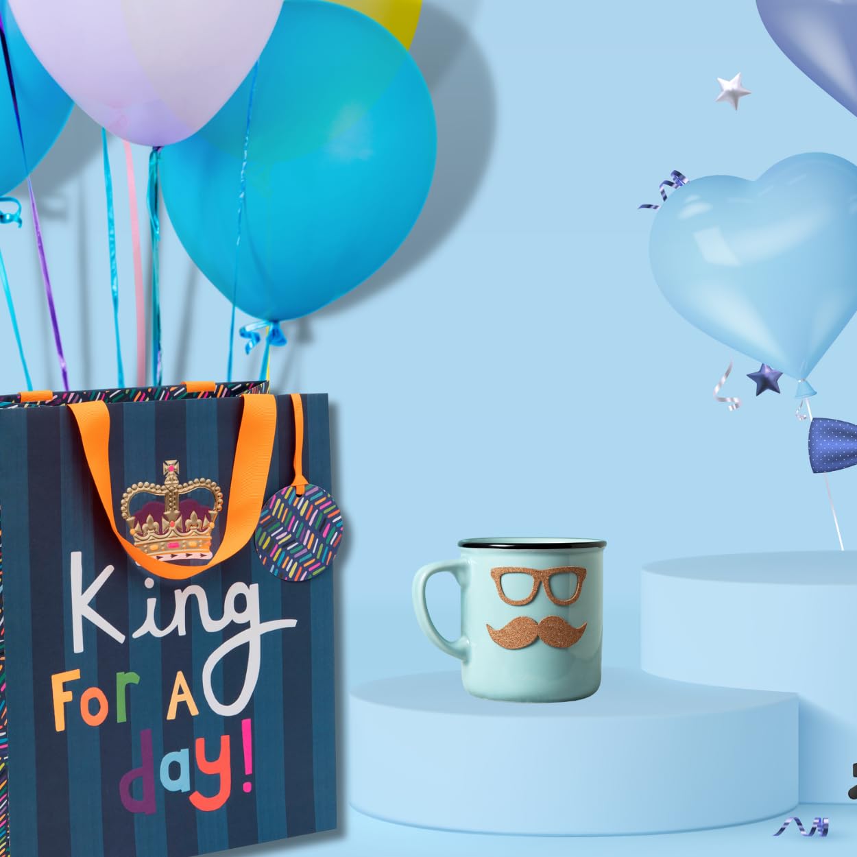 Glick Luxury Large Gift Bag 'King for a Day' | Father's Day Theme | 260x315x135mm 2