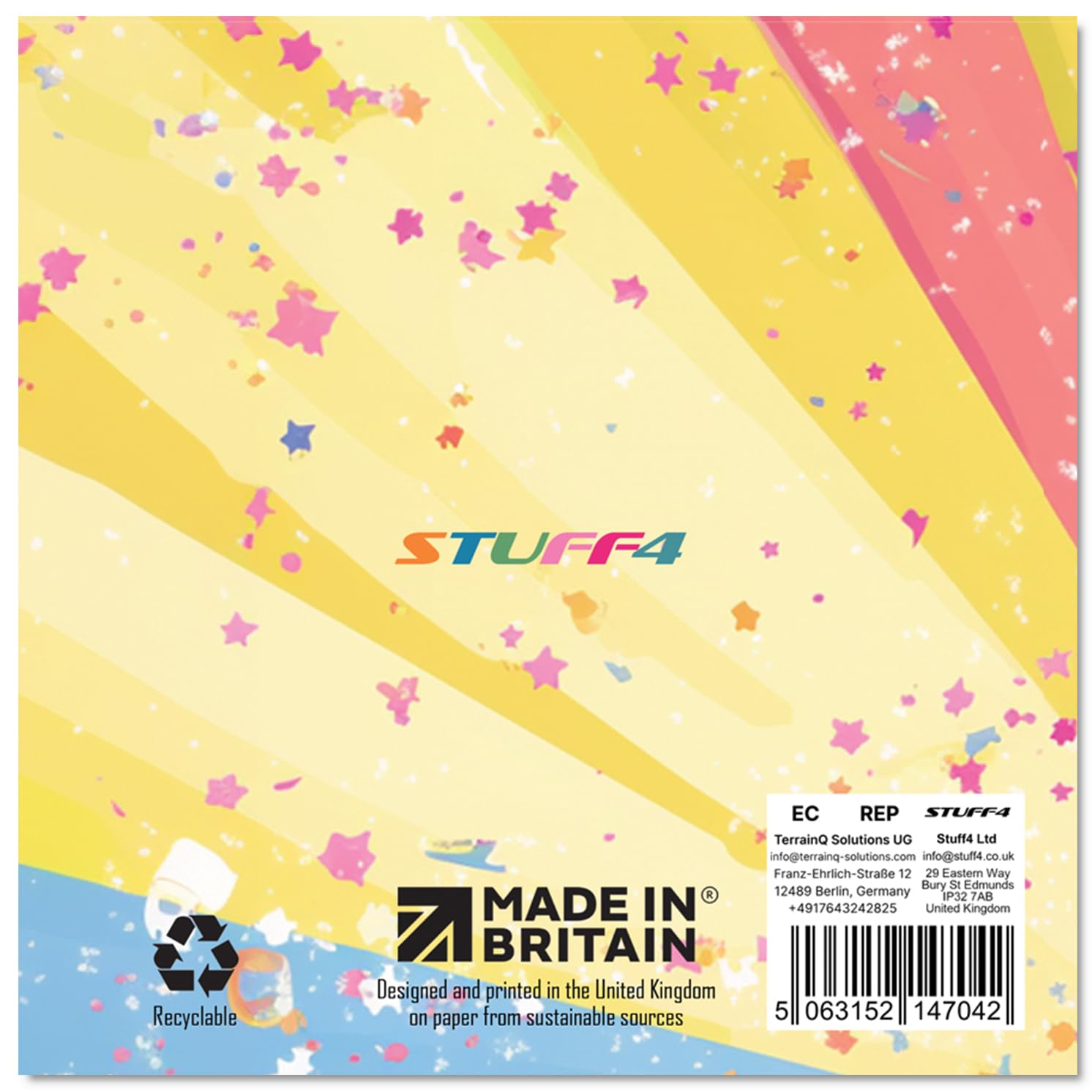 Stuff4 Girls 4th Birthday Card - Cool Unicorn Sunglasses | 145mm x 145mm | 300gsm 2