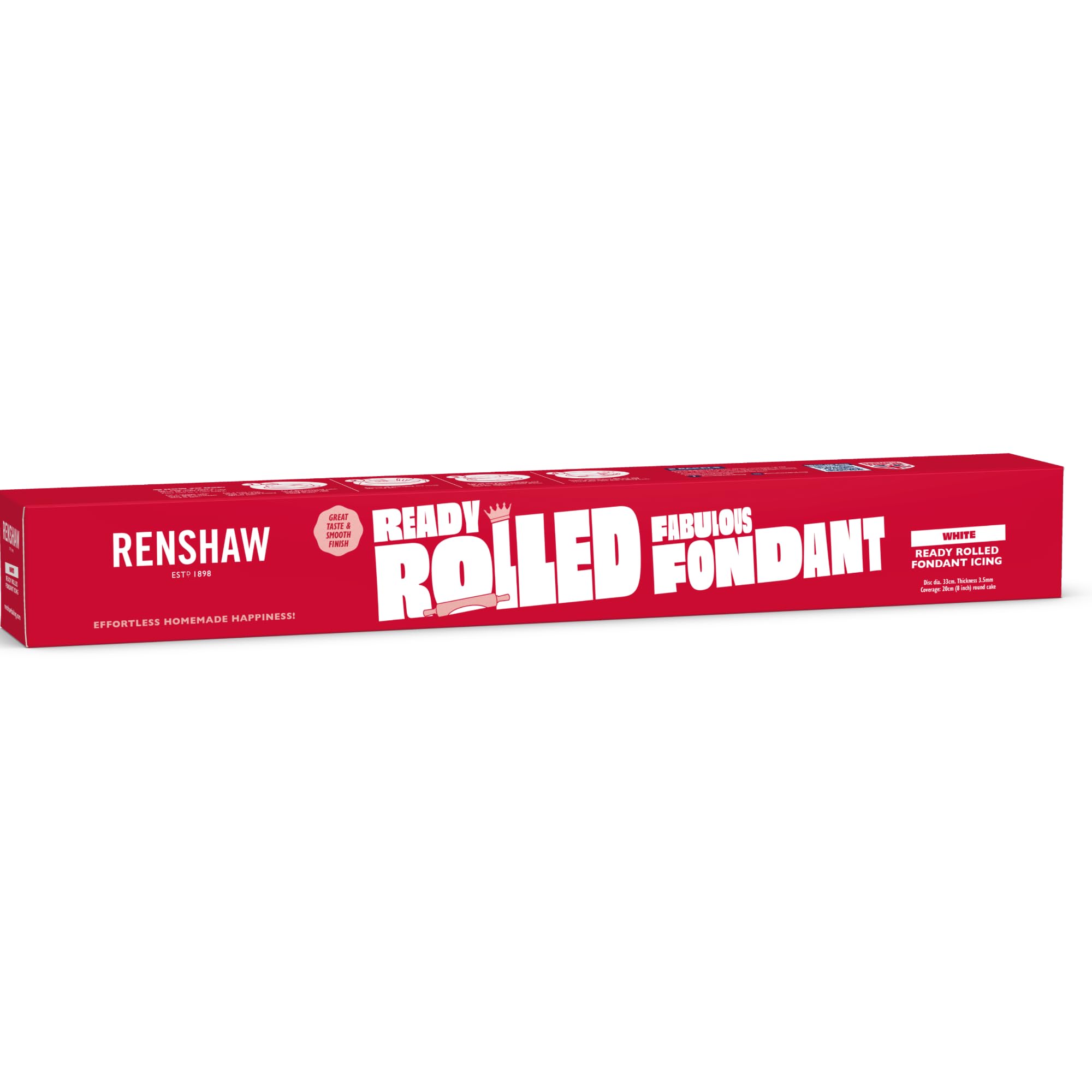 Renshaw Ready Rolled Fabulous Fondant Icing Disc - White, 450 g for 8' Cake 2