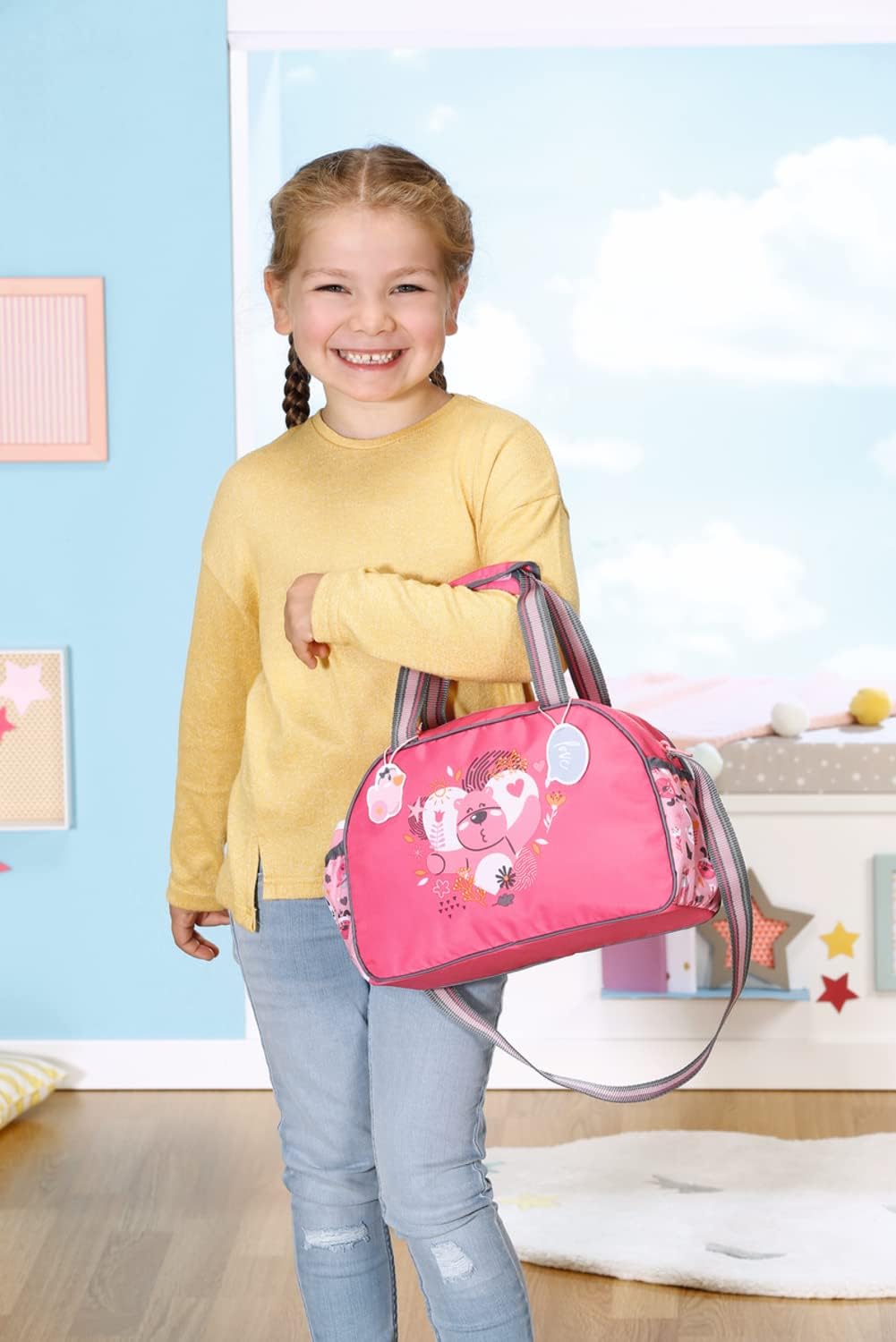 BABY born Doll Changing Bag - Pink Shoulder Bag with Changing Mat, Lotion Bottle & Nappy 8