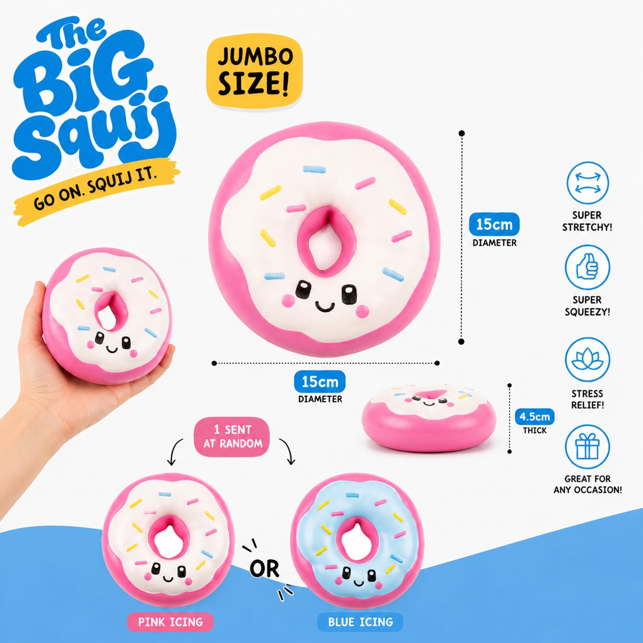 Keycraft Jumbo Squishy Donut Slow-Rise Sensory Toy - Extra Large Stress Relief | Ages 3+ 4