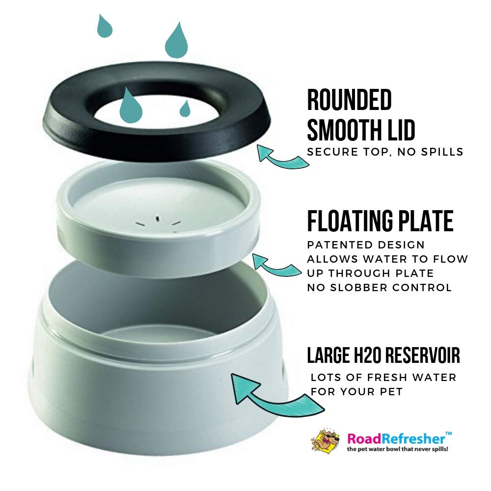 Road Refresher Non Spill Pet Water Bowl - Grey, Large Size | Heat Resistant Polypropylene 2