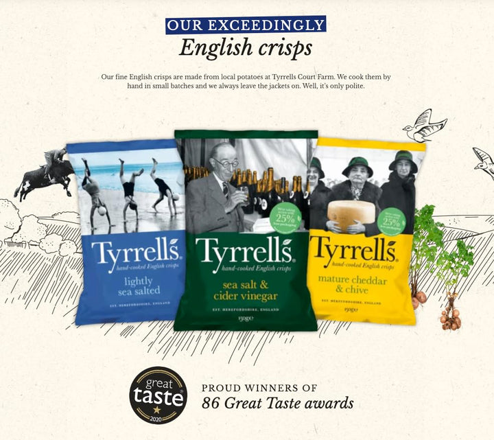 Tyrrells Crisps Posh Prawn Cocktail 150g Sharing Bag - Hand-Cooked British Snack
