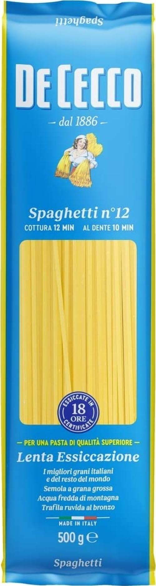 De Cecco Spaghetti No. 12 Pasta - 500g | Bronze Die Cut | Traditional Italian Quality