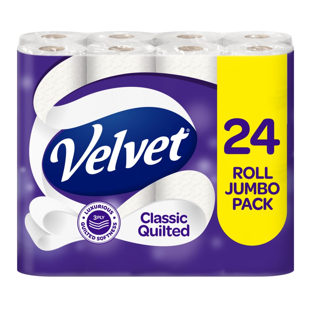 Velvet Classic Quilted Toilet Tissue - 24 Rolls, 3-Ply, White
