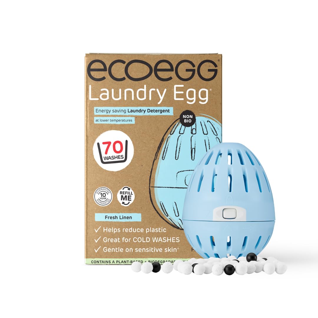 Ecoegg Laundry Egg - 70 Washes, Non-Bio Detergent for Sensitive Skin | Fresh Linen Scent 1