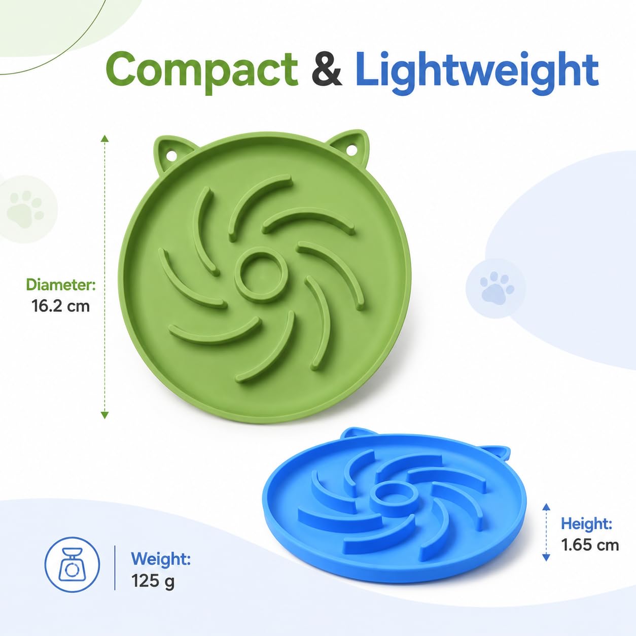 JADUFHU Silicone Slow Feeder Cat Bowl - Promotes Healthy Eating | 2 Pack | Green & Blue