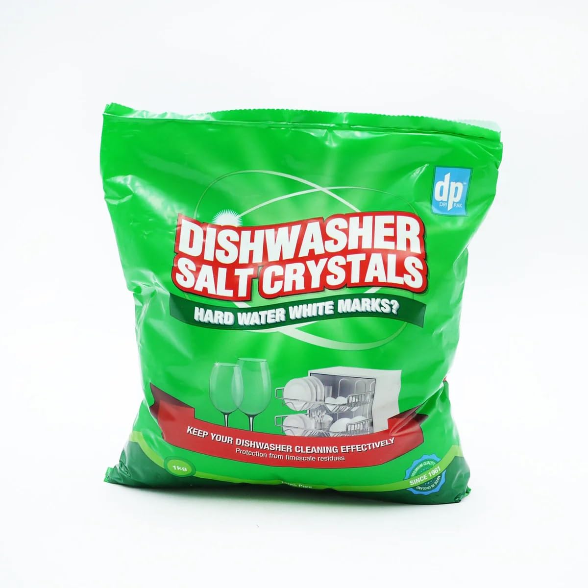 EMBO Dri-Pak Dishwasher Salt - 1kg Bag for Water Softening and Improved Shine | Residue Free