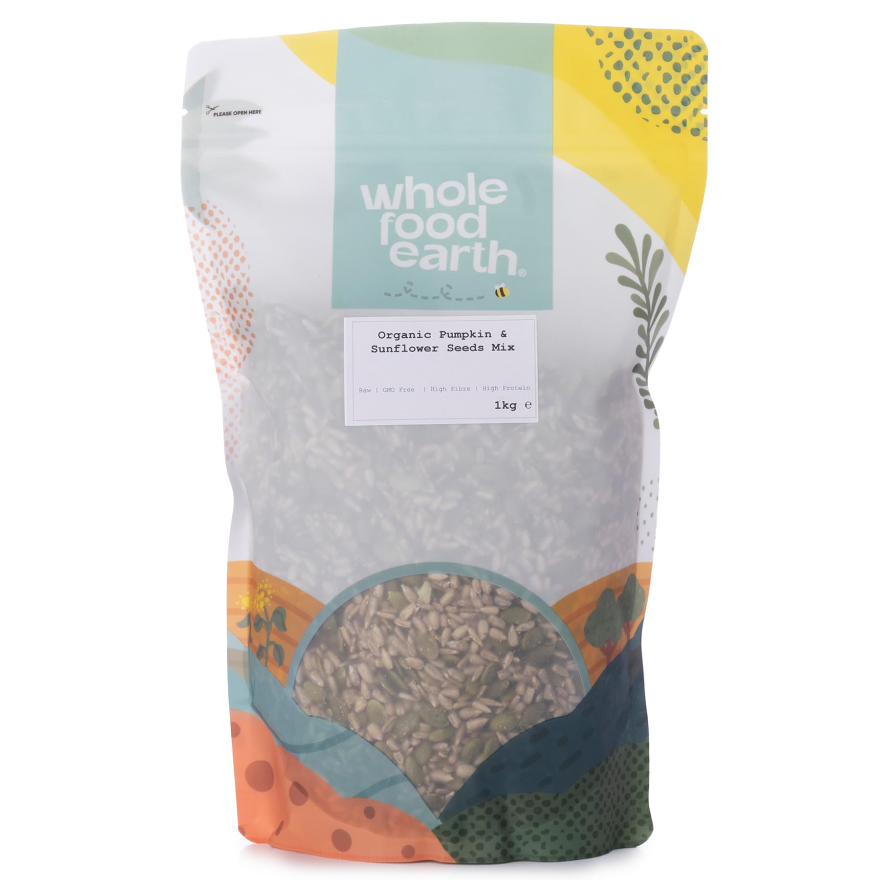 Wholefood Earth Organic Pumpkin & Sunflower Seeds Mix - Raw, GMO Free | 1kg 1