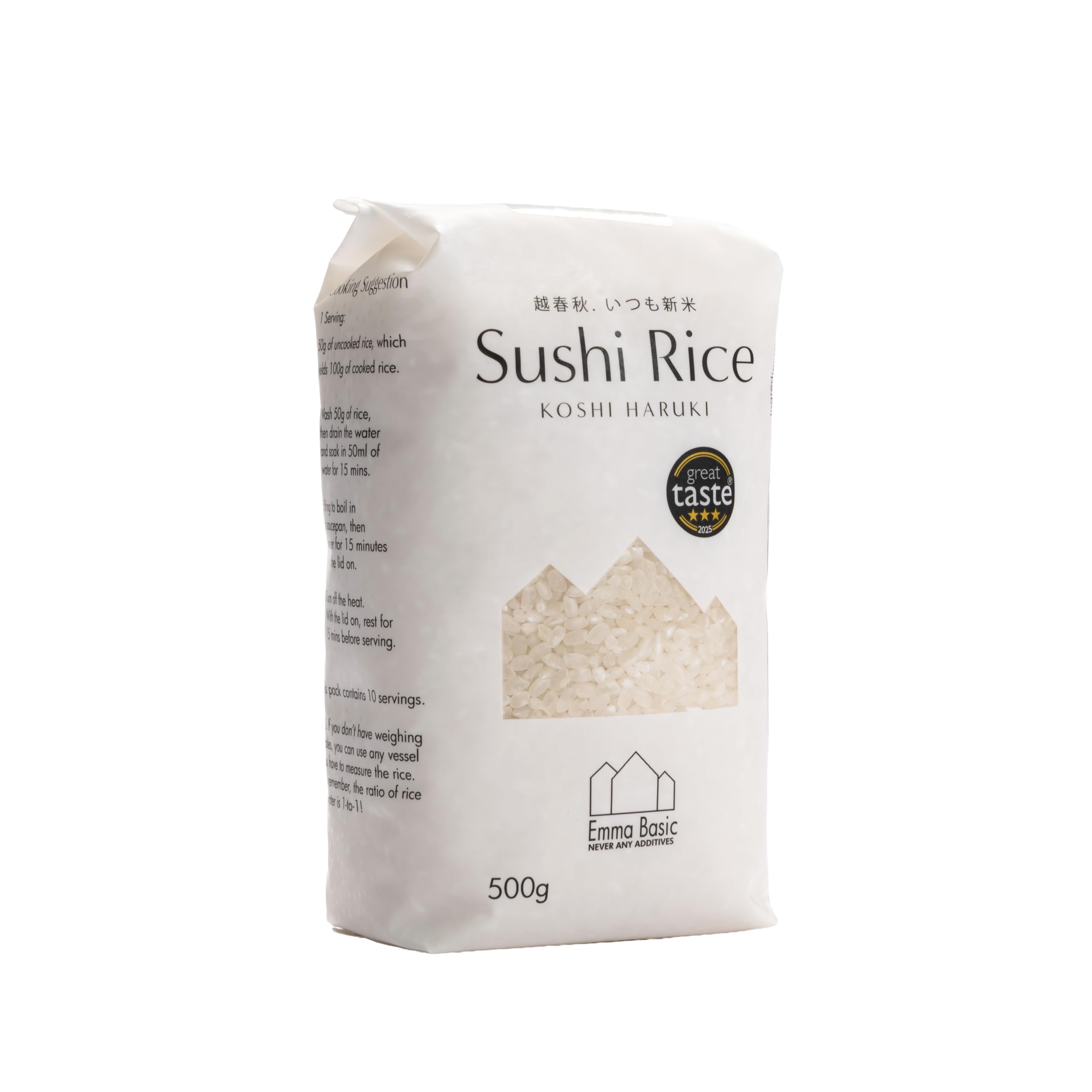 Emma Basic Koshi Haruki Sushi Rice - Superior Grade Japonica | 500g Bag | Gluten Free 1