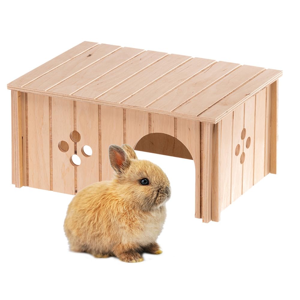 Ferplast Wood Home for Small Animals | FSC-Certified Wood | Tool-Free Assembly | 33 x 23.6 x 16 cm