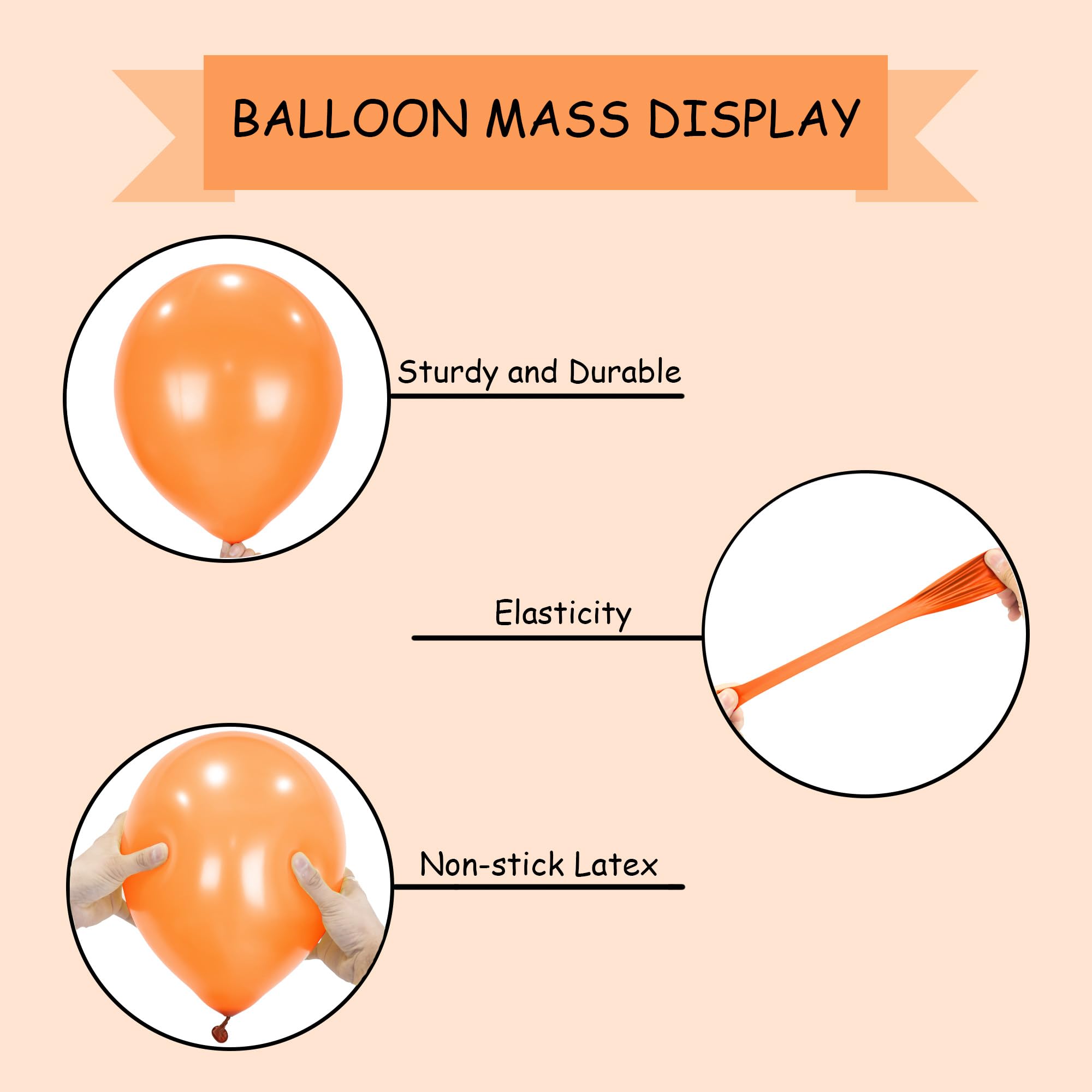 SHATCHI Orange Balloons - 10 Pack, 12 Inch Thick Latex, Biodegradable | Supports Helium & Air 6