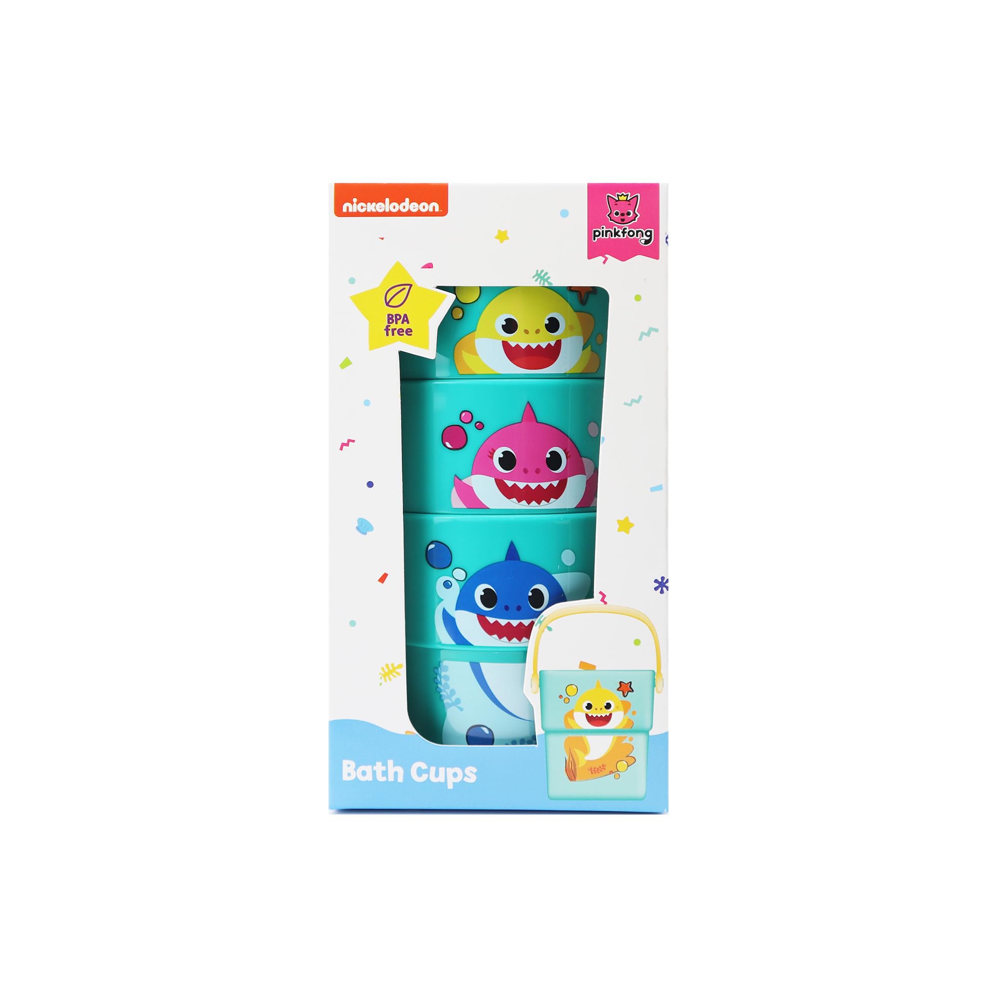 Baby Shark Bath Toys - 3 Pack Stackable Animal Print Cups | Ages 6M+ 1