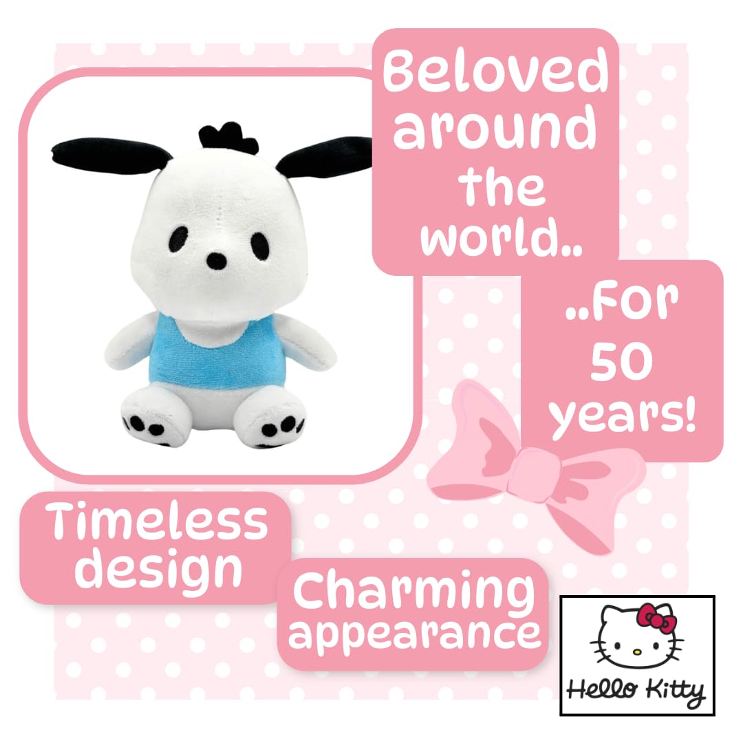 Pochacco Sanrio Plush 15cm Sitting Dog - Official Hello Kitty & Friends Soft Toy 10