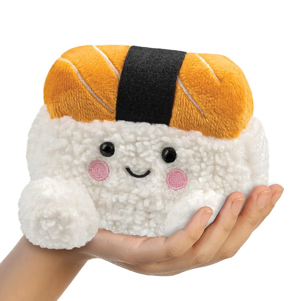 Aurora Palm Pals Suhiro Salmon Sushi Stuffed Animal - 5 Inch, White & Orange, Suitable from Birth