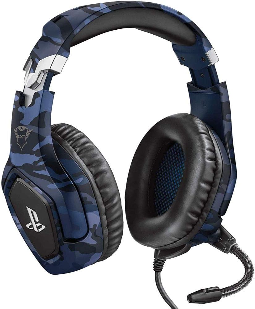 Trust Gaming GXT 488 Forze-B, offiziell lizenziertes PS4 PS5-Gaming-Headset mit 50-mm-Treibern, faltbarem Mikrofon, Blau