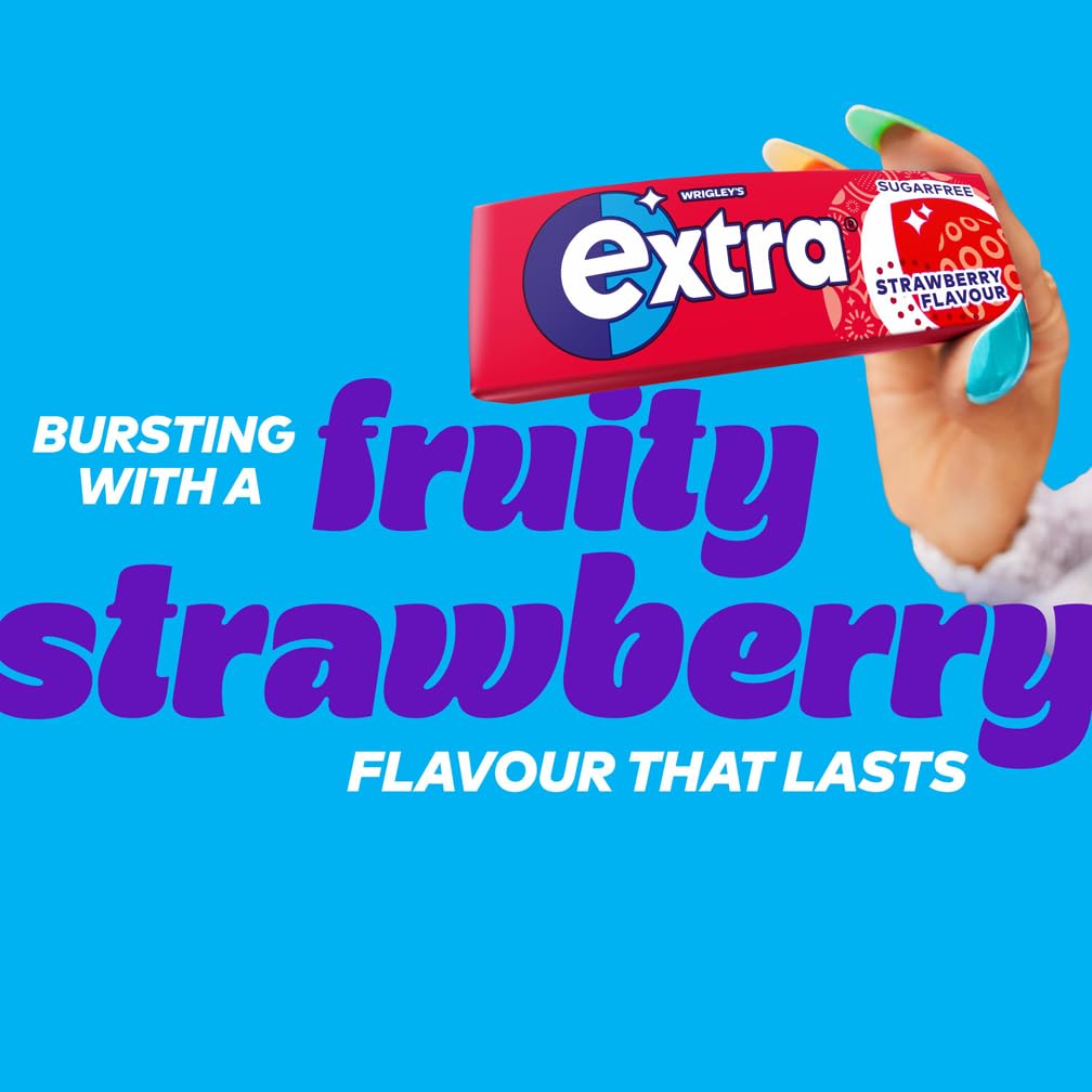 Extra - Strawberry Flavour Sugar Free Chewing Gum, 30 Packs (300 Pieces) with Xylitol 5