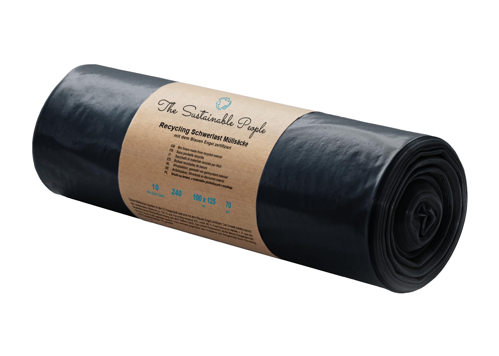 The Sustainable People Heavy Duty Bin Bags - 240L Capacity | 10 Count | Min. 90% Recycled