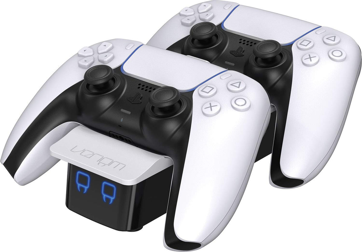 Venom PS5 Controller Twin Docking Station - White | Fast Charging | LED Indicators | Rear USB Output