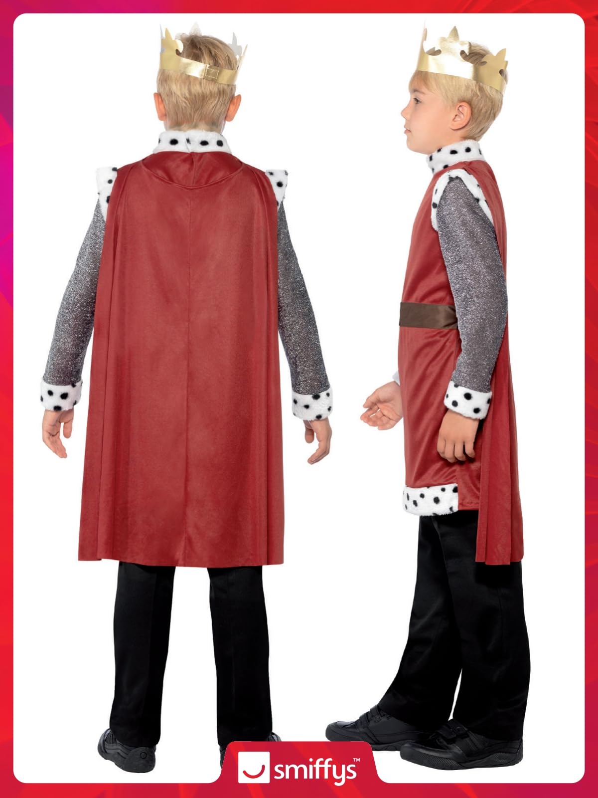 Smiffys King Arthur Medieval Costume - Tunic, Cape & Crown for Boys Ages 4-6 13