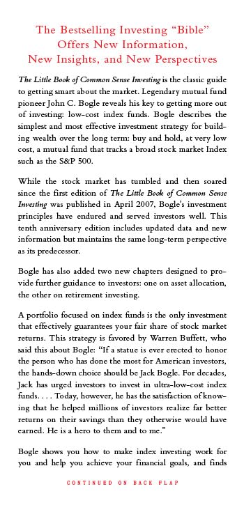 Wiley The Little Book of Common Sense Investing - Low-Cost Index Funds Strategy | Hardcover | Updated and Revised