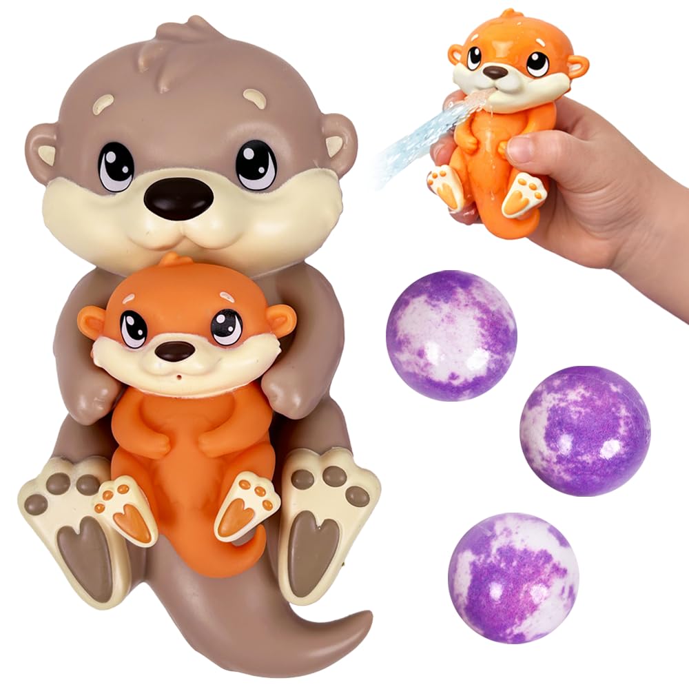 ZIMPLI Baff Buddies Mama & Baby Otter Floating Bath Toy - Lavender Scented Bath Bombs | 3 Bath Bombs | Unisex Children 1