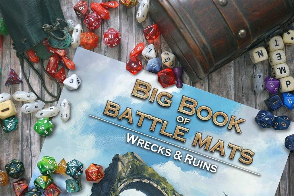 Loke BattleMats Big Book of Battle Mats Wilds, Wrecks & Ruins | 1' Grid | Dry/Wet Marker Safe 2