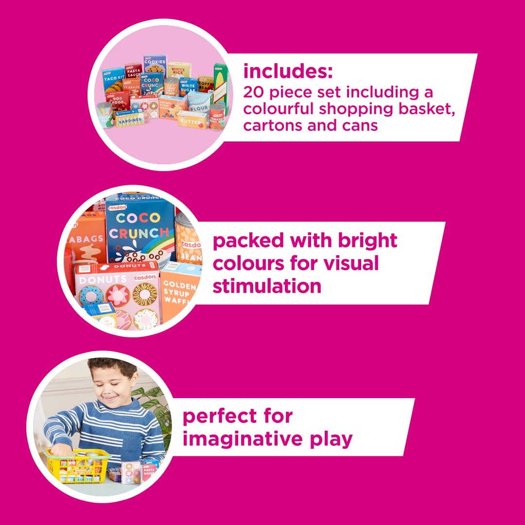 Casdon Little Shopper Colourful Toy Shopping Basket with Food Items for Kids 36 Months+ 4