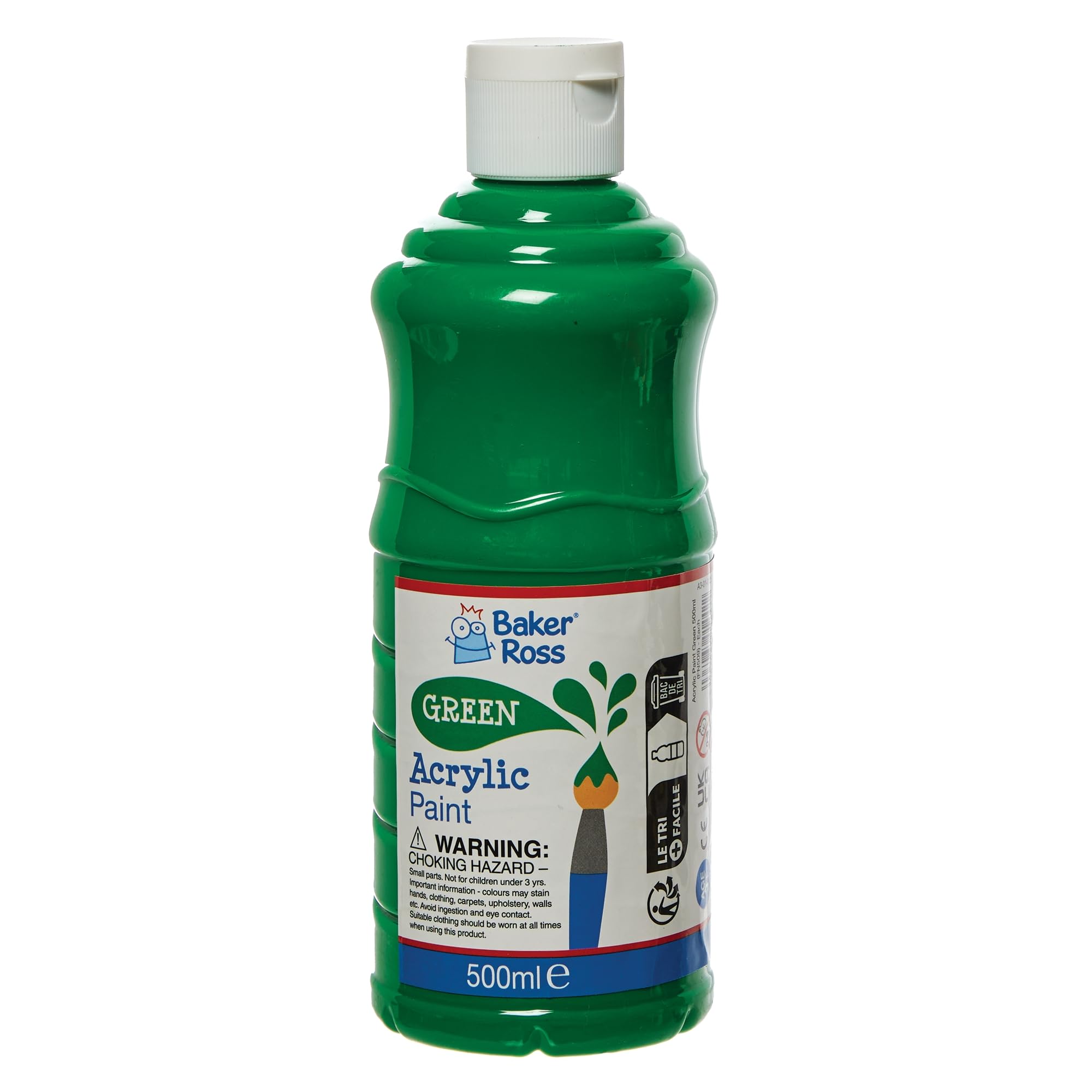 Baker Ross Green Acrylic Paint - 500ml Bottle | Water-Based & Washable 1
