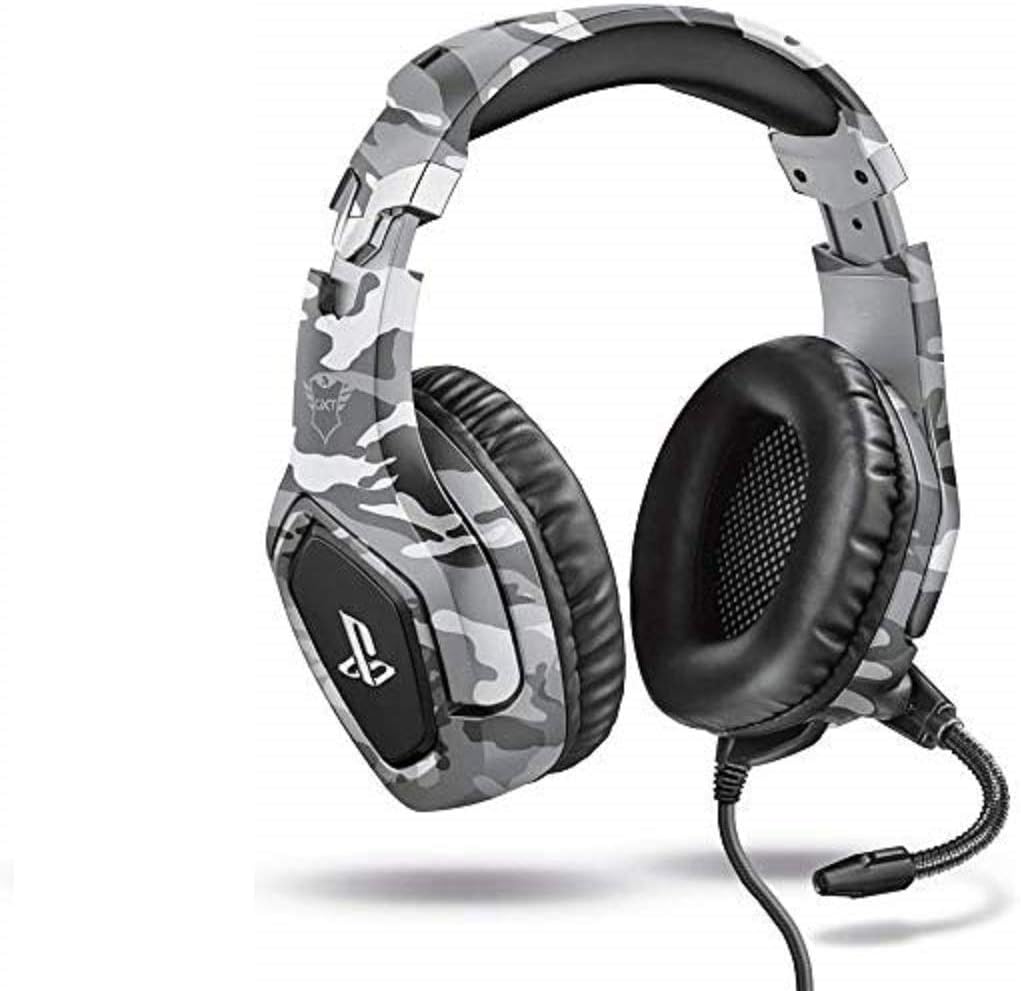 Trust GXT 488 Forze-G Gaming-Headset für PS4 und PS5 – Offiziell lizenziert mit 50-mm-Treibern, faltbarem Mikrofon, Inline-Fernbedienung, Grau