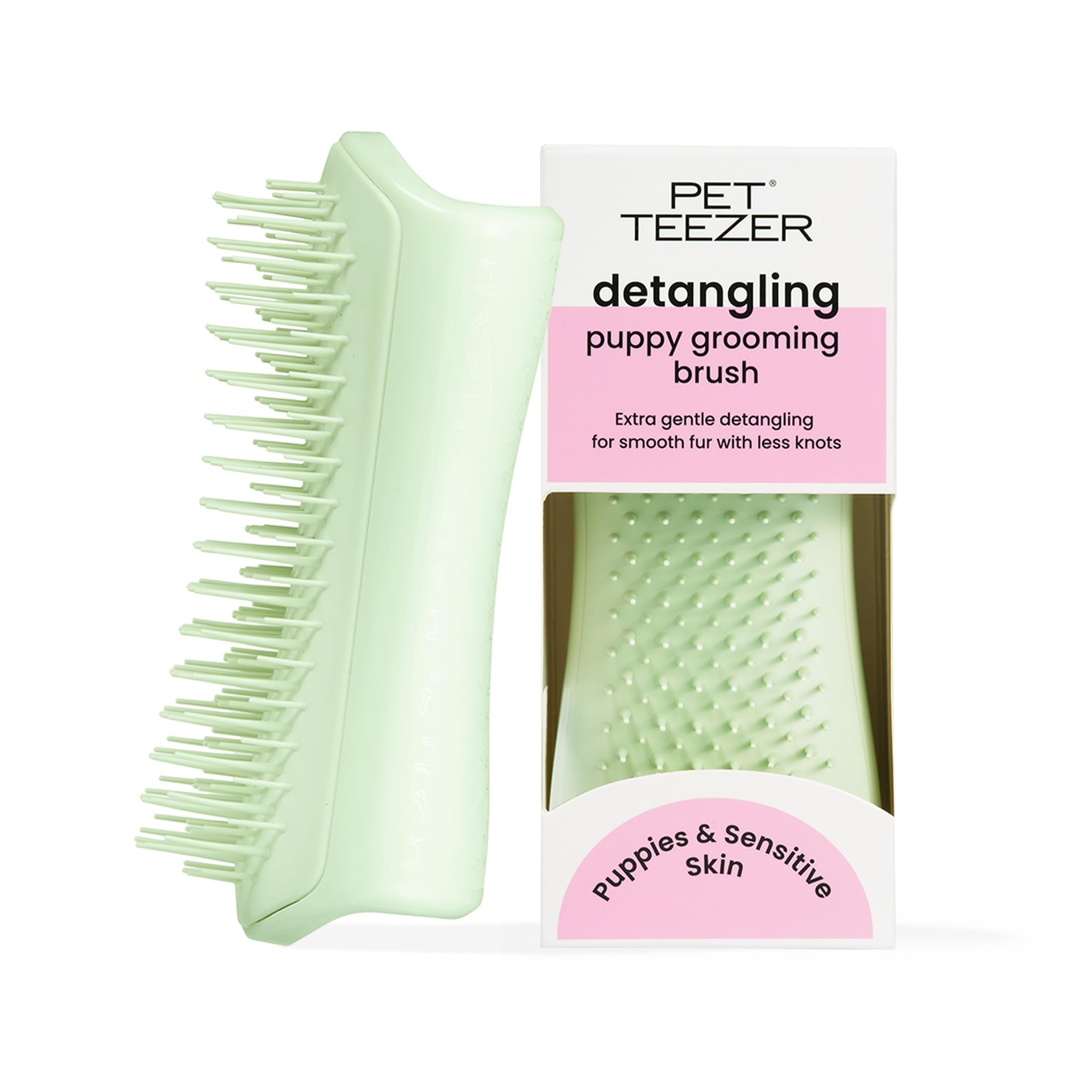 Pet Teezer Puppy Grooming Brush - Detangling | Gentle on Sensitive Skin | Mint