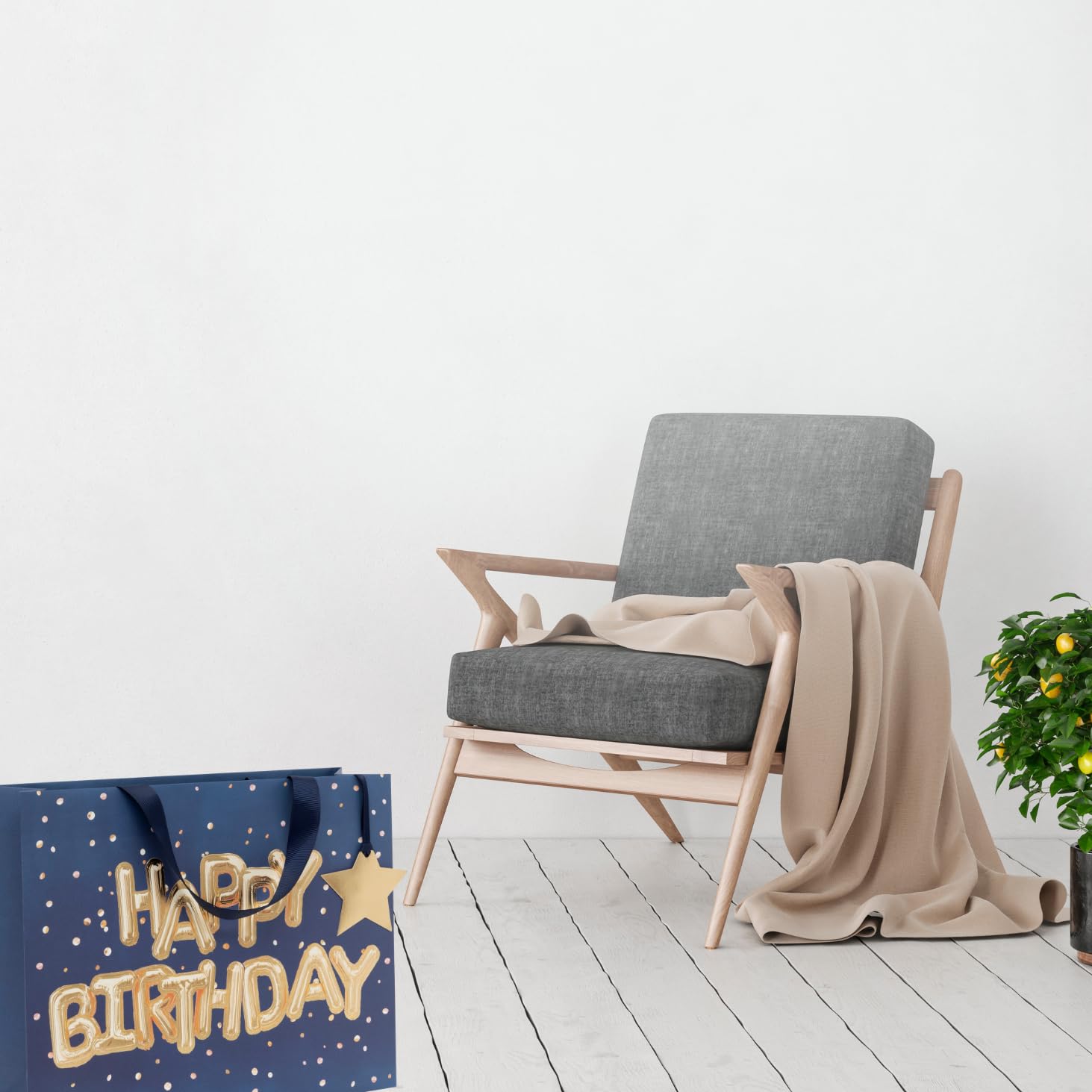 Glick Large Landscape Helium Happy Birthday Blue Gift Bag | 275 x 355 x 100 mm