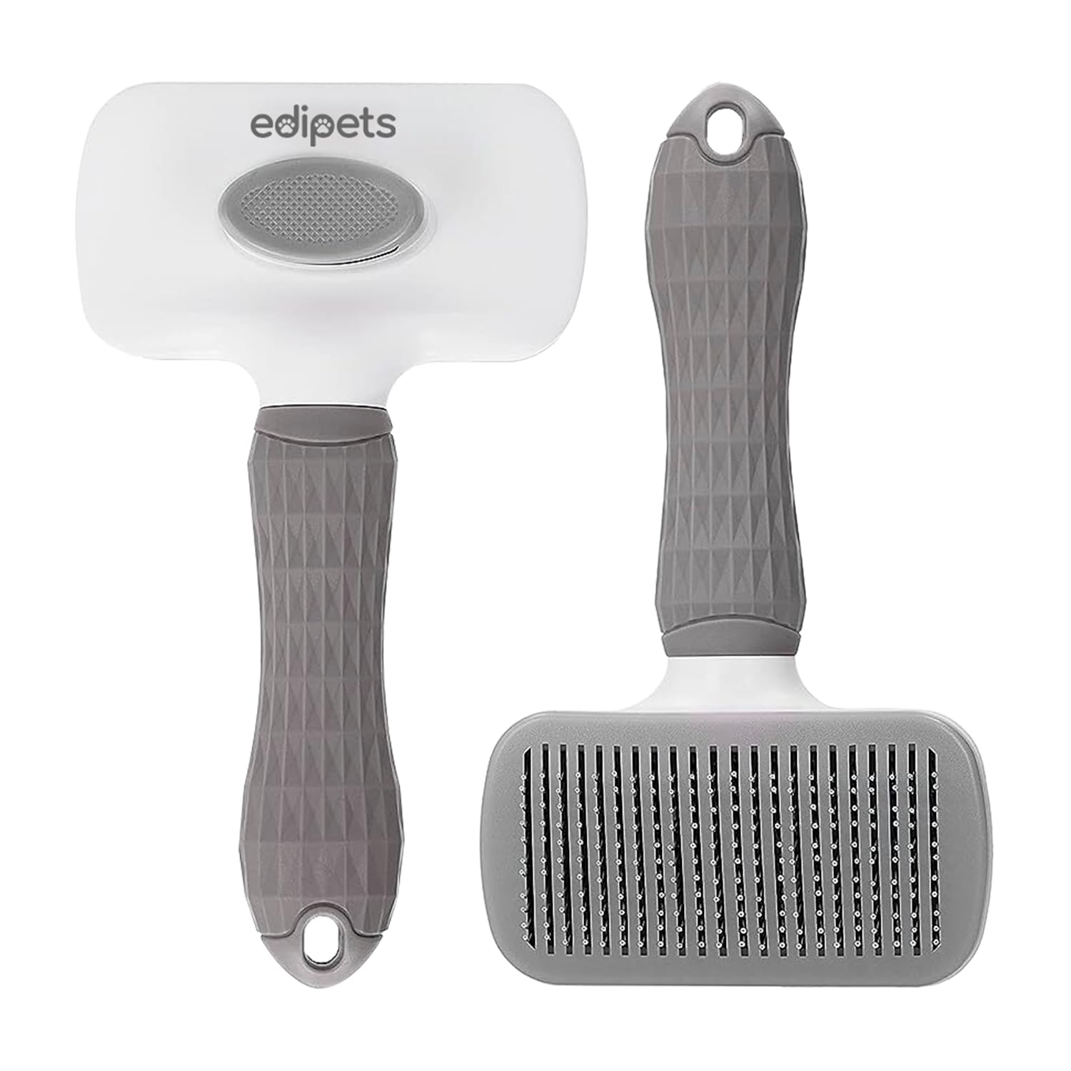 Edipets Pet Brush - Detangling & Undercoat Removal | Steel Bristles with Rubber Tips | Gray