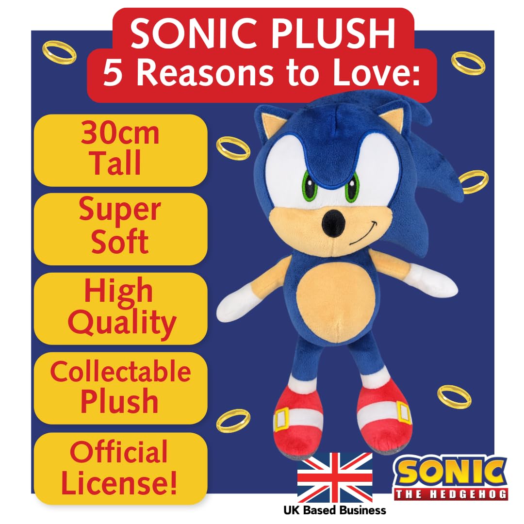 Sonic the Hedgehog Plush 30 cm - Official Blue Hedgehog Soft Toy 5