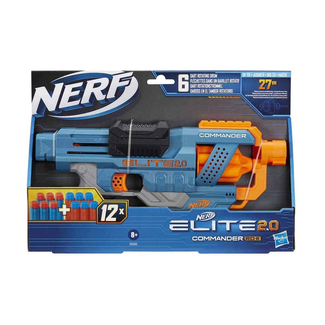 Nerf Elite 2.0 Commander RD-6 Blaster - 6-Dart Drum, Slam Fire, Tactical Rails - Ages 8+