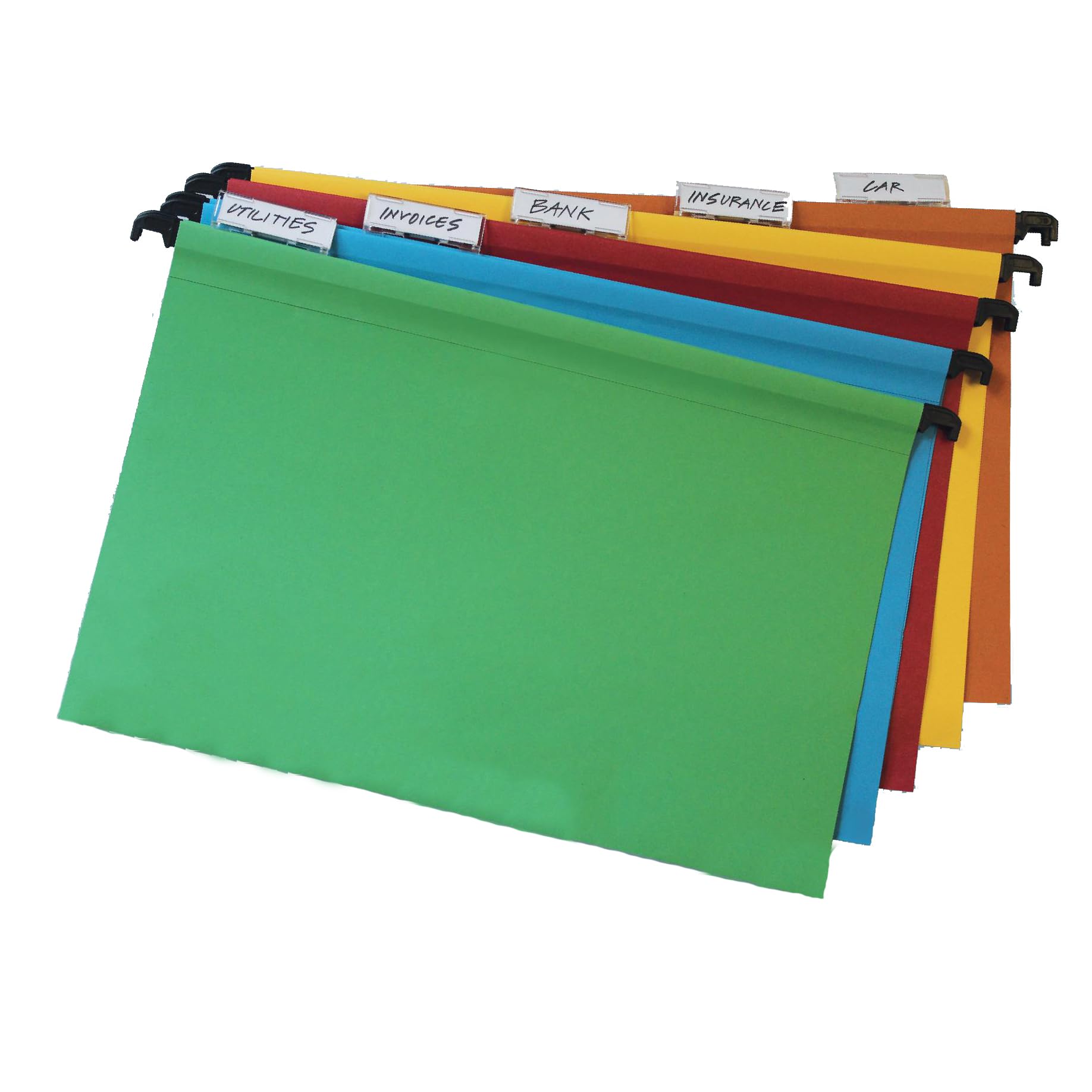 Cathedral Products A4 Assorted Colour Hanging Suspension Files with Clip-on Index Tabs | Pack of 10 1