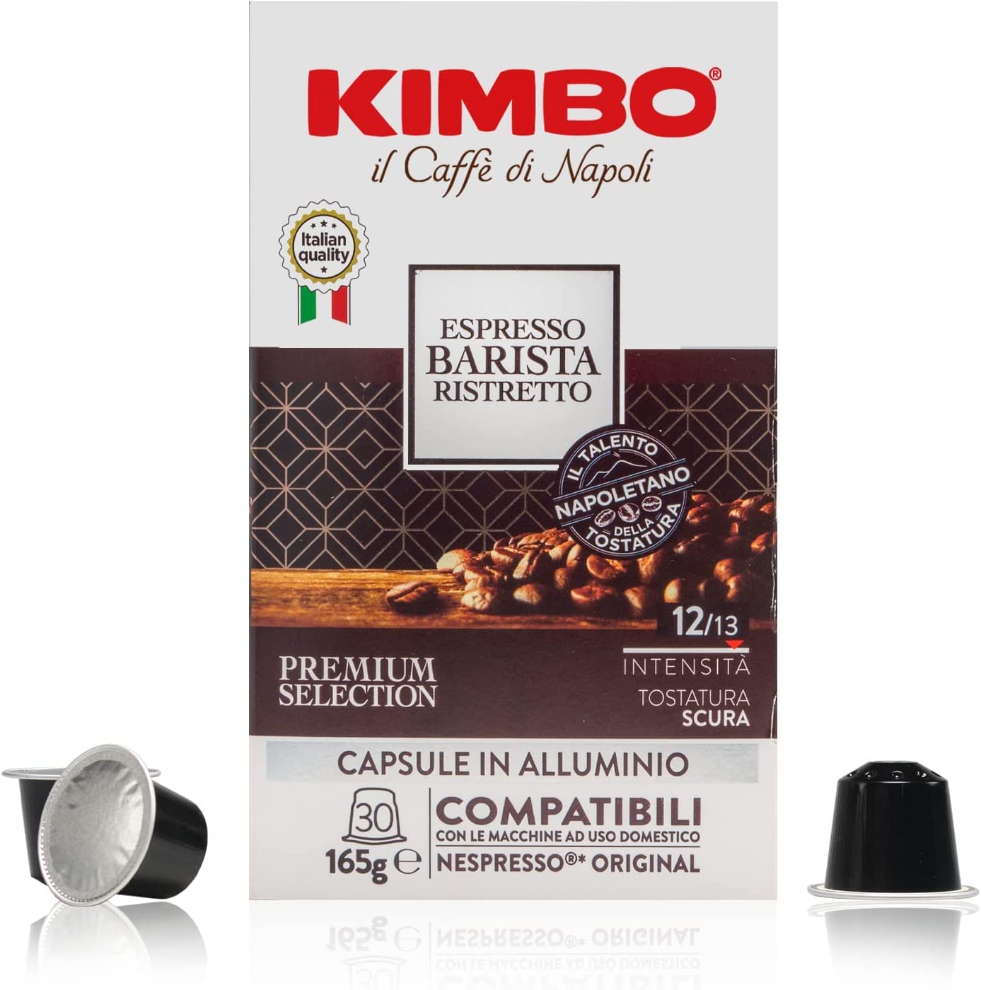 Kimbo - Espresso Barista Ristretto Kaffeekapseln (30er-Pack) | Nespresso-kompatibel | Dunkle Röstung 100 % Arabica | Aluminiumhülsen