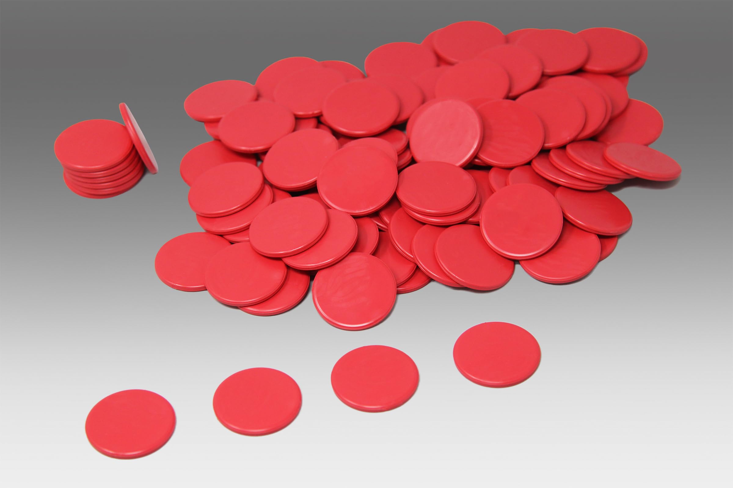 Wissner Game Chips - Red, 100 Pieces, 25mm Diameter | Counting & Arithmetic Aid | RE-Plastic