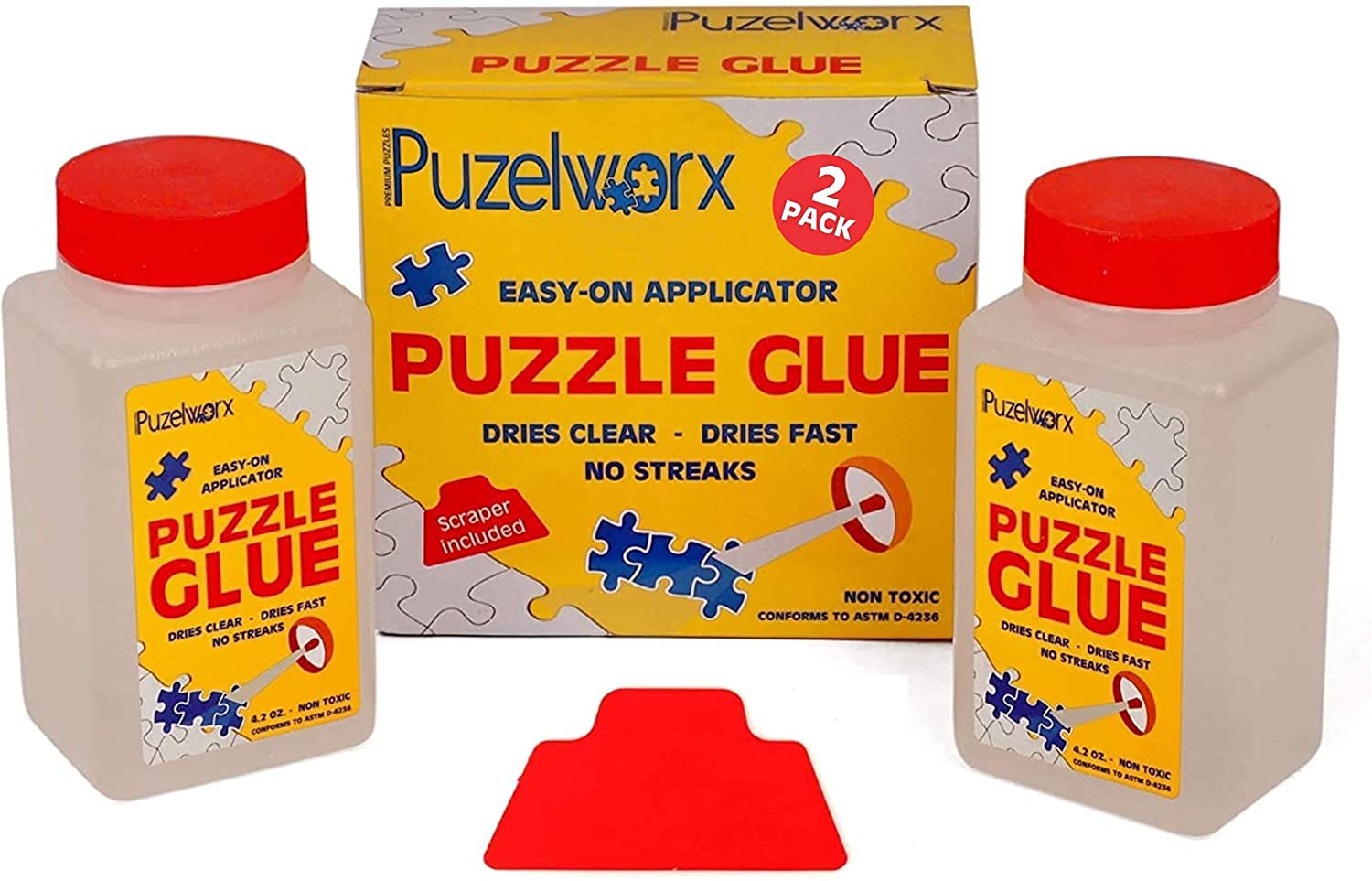 Playkidiz PuzzleWorx-Glue Non-Toxic Jigsaw Puzzle Glue - 2-Pack 248 mL with Scraper 1