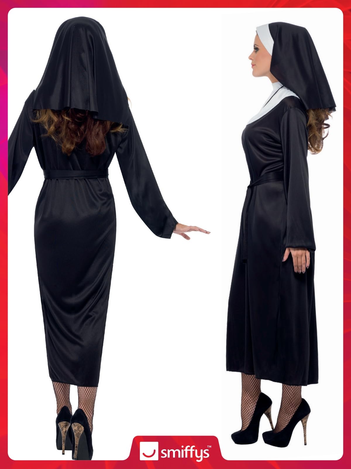 Smiffys Nun Costume - Women's UK Size 08-10 | Polyester | Includes Dress, Belt & Headdress 4