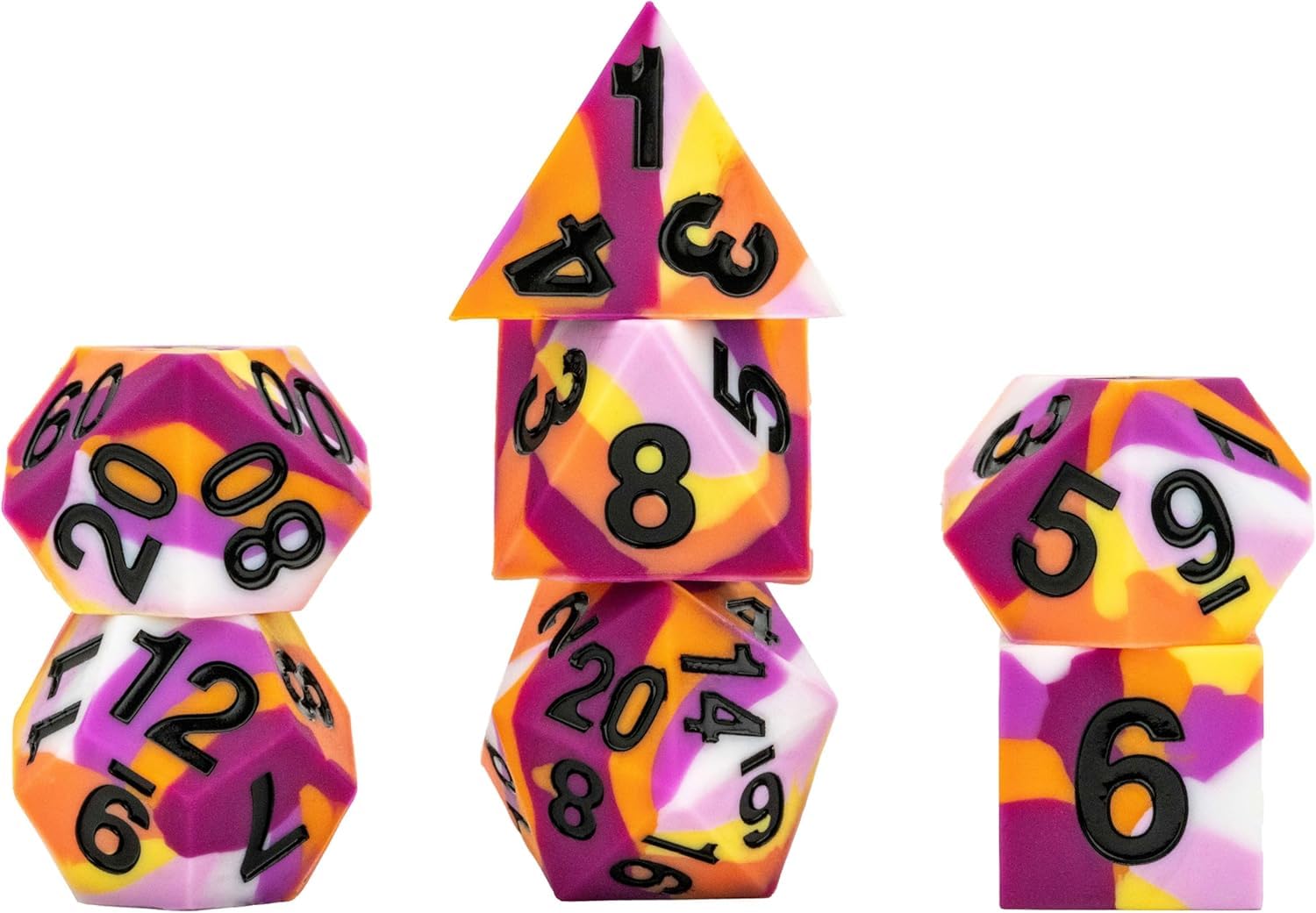 Metallic Dice Games FanRoll Lesbian Pride Sharp Edge Silicone Poly Dice Set | 16mm | 7 Piece 1