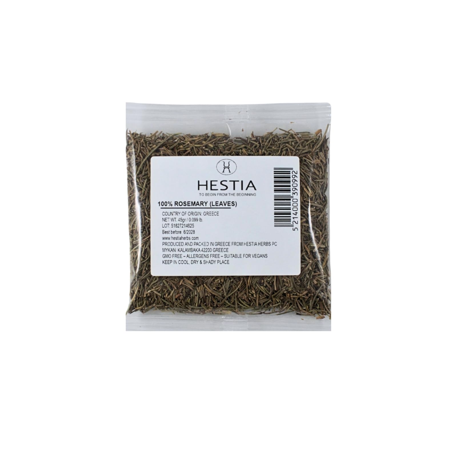 HESTIA Herbs Greek Rosemary - 100% Natural Dried Leaves | 45g | Gluten Free, Vegan 1