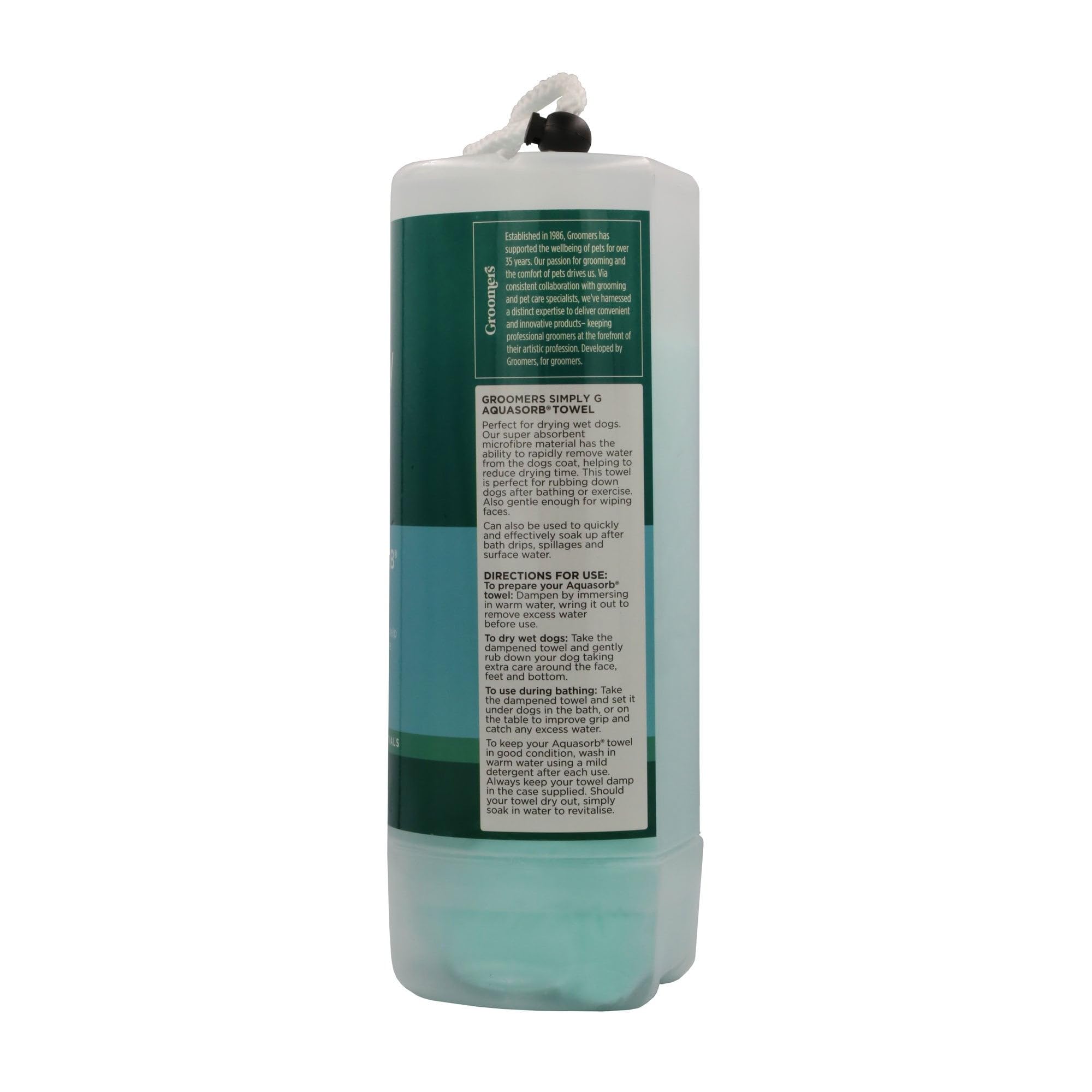 Groomers Aquasorb Pet Towel Large - Super Absorbent Microfibre Chamois | 1000x400mm | Green 2