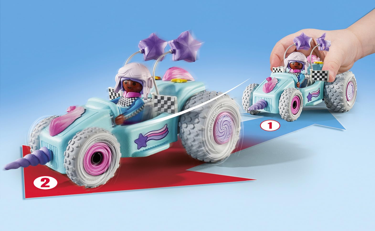 Playmobil Racing Unicorn Playset - Magical Kart with Retractable Motor for Ages 4+ 2