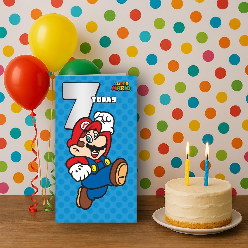 Danilo Promotions LTD Super Mario Birthday Card - Age 7 | Standard Size | Officially Licensed 3